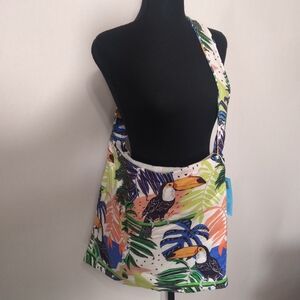Tropical Toucan Print Cotton Tote Bag in Multicolor